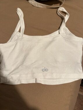 ALO Yoga White Ribbed Cropped Tank Top